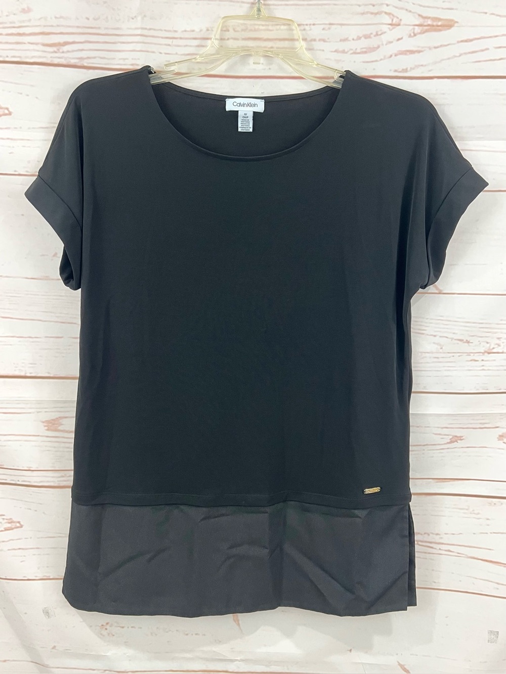 Calvin Klein Black Short Sleeve Tunic Blouse